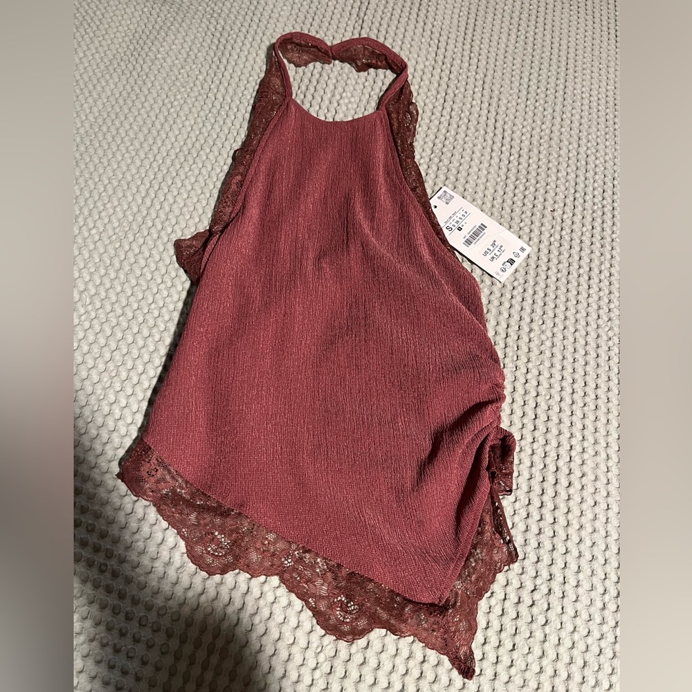 Zara Lace-Trim Sleeveless Tank in Dusty Rose